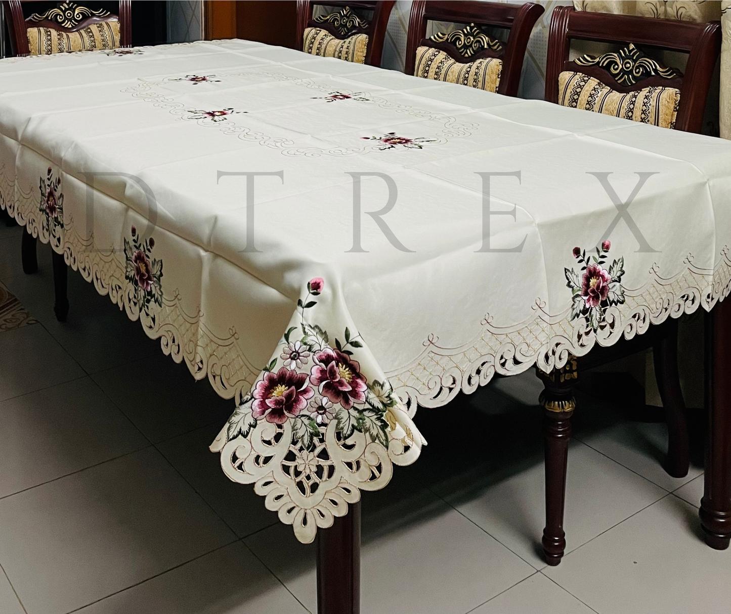 European Romantic Rose Hollow Embroidered Tablecloth