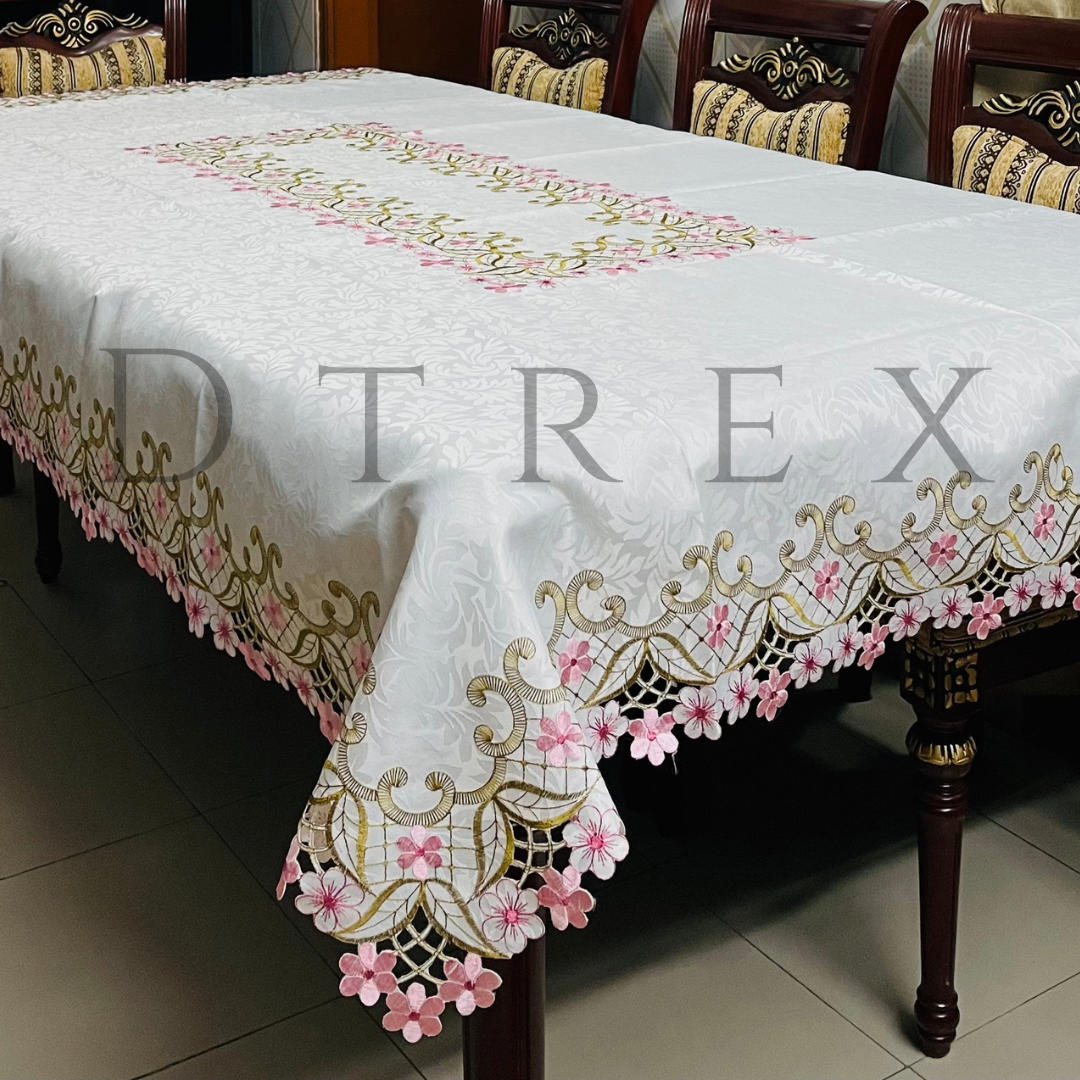 European Cherry Blossoms Embroidered Tablecloth