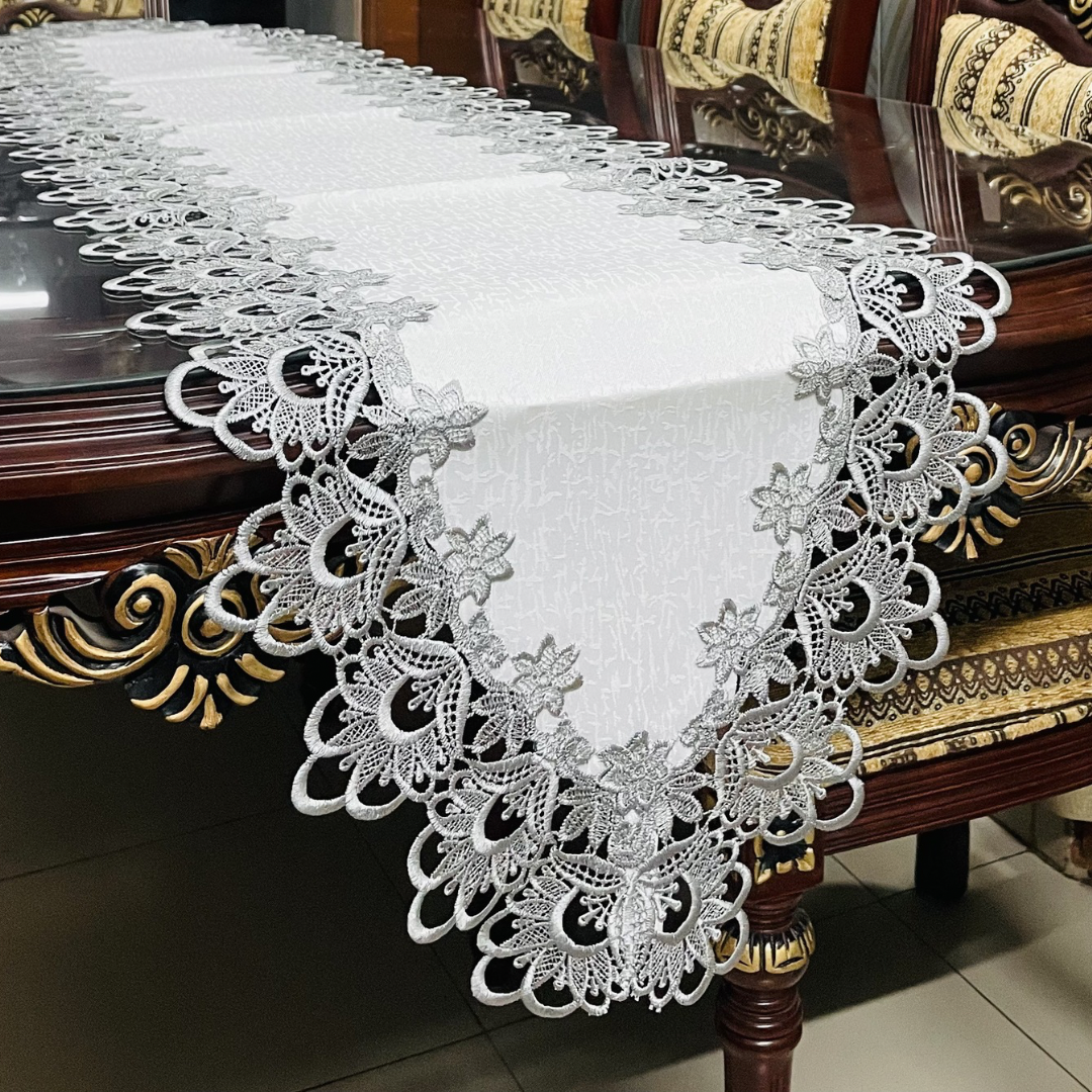 European Floral Lace Style Table Runner