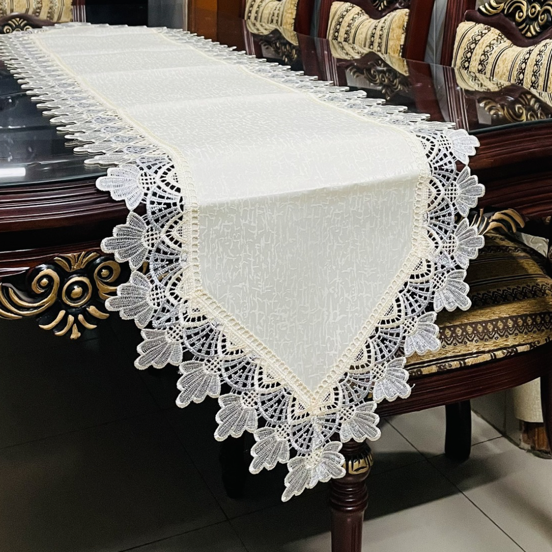 European Floral Lace Style Table Runner