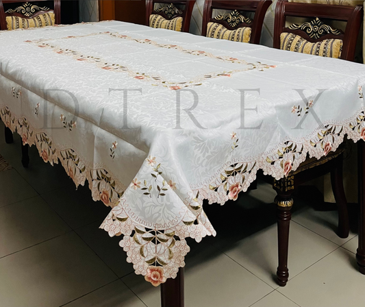 European Romantic Rose Hollow Embroidered Tablecloth