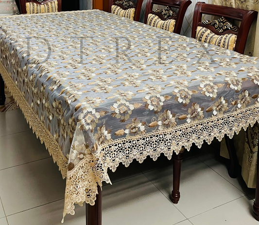 Fancy Organza Floral Embroidered Tablecloth