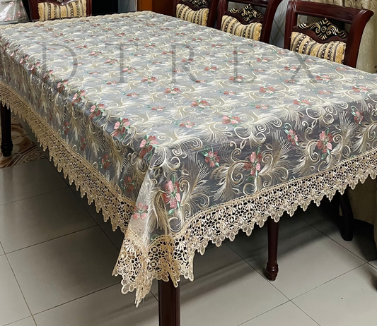 Fancy Organza Floral Embroidered Tablecloth