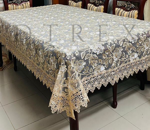 Fancy Organza Floral Embroidered Tablecloth