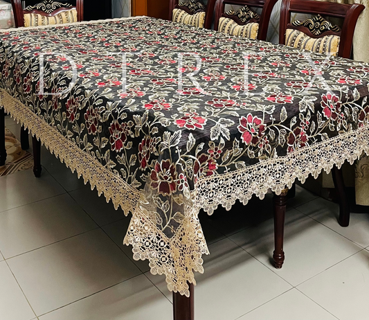 Fancy Organza Floral Embroidered Tablecloth