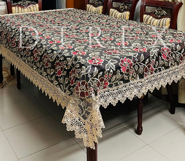 Fancy Organza Floral Embroidered Tablecloth