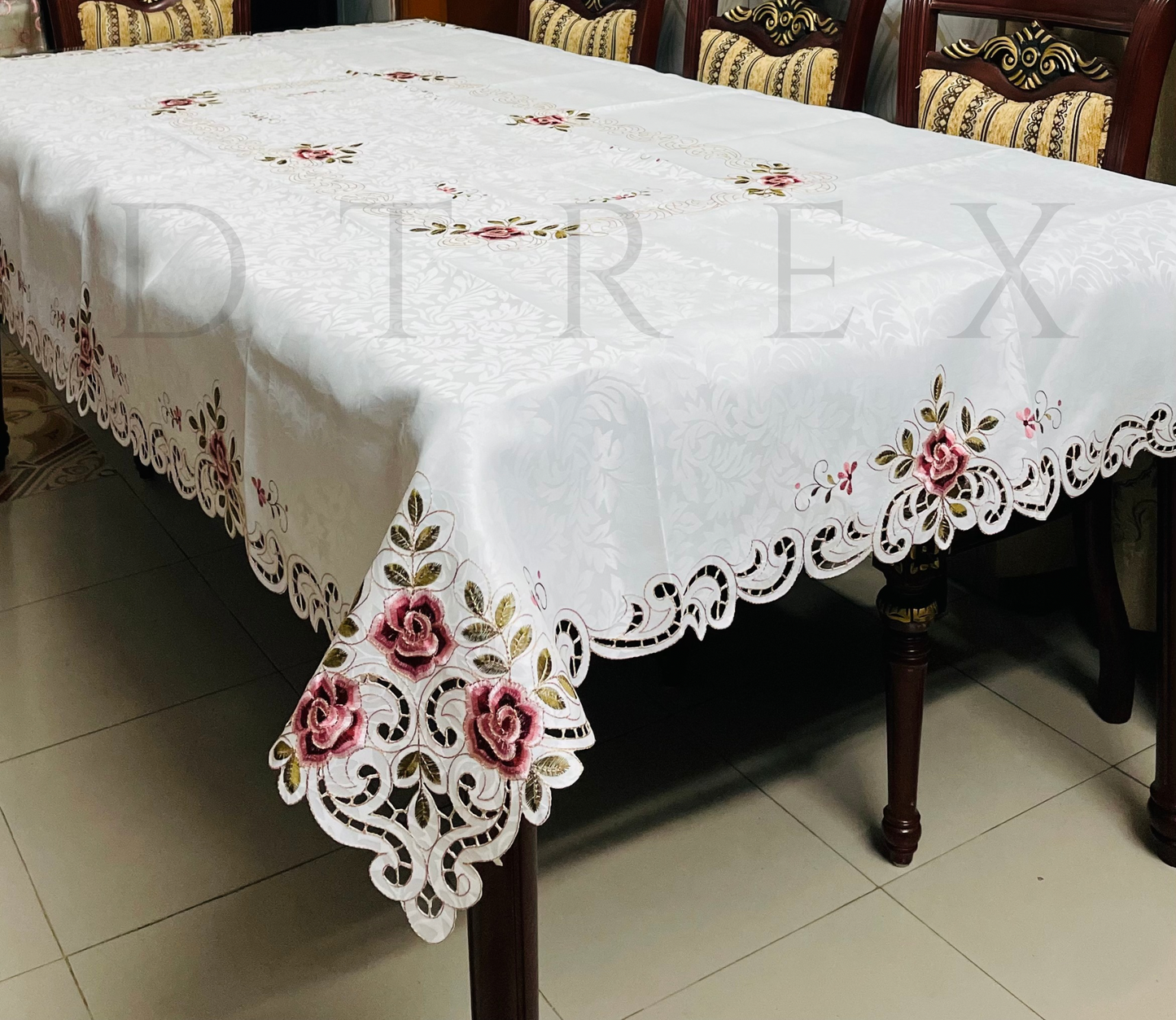 European Romantic Rose Embroidered Tablecloth