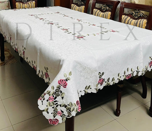European Romantic Rose Hollow Embroidered Tablecloth