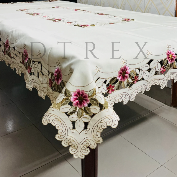 European Wildflower Hollow Embroidered Tablecloth