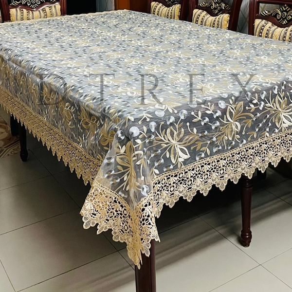 Fancy Organza Floral Embroidered Tablecloth