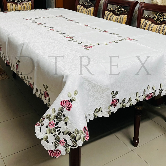 European Romantic Rose Hollow Embroidered Tablecloth