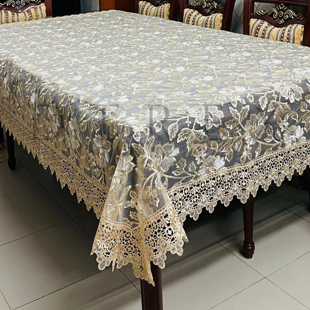 Fancy Organza Floral Embroidered Tablecloth
