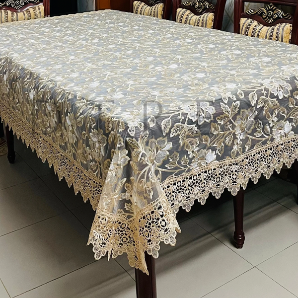 Fancy Organza Floral Embroidered Tablecloth