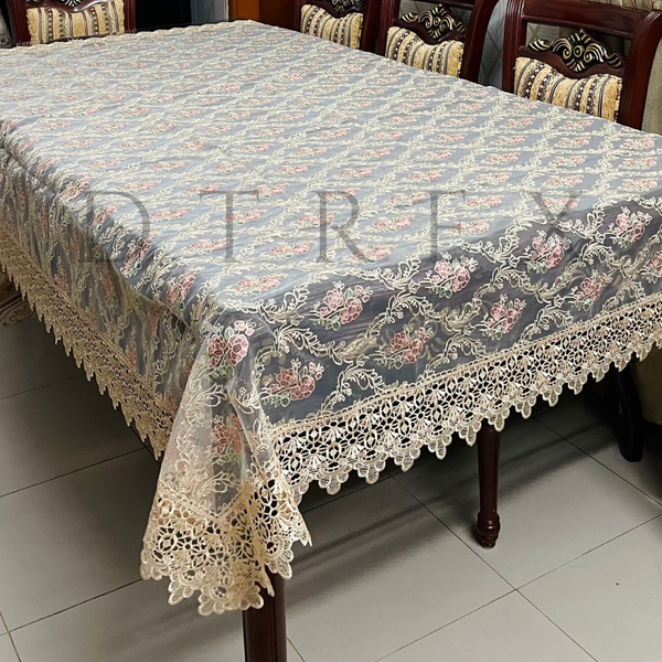 Fancy Organza Floral Embroidered Tablecloth