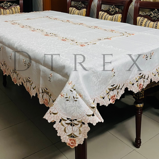 European Romantic Rose Hollow Embroidered Tablecloth