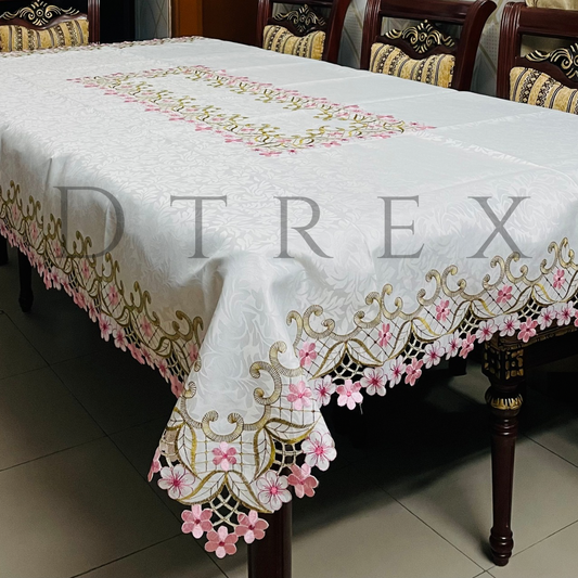 European Cherry Blossoms  Embroidered Tablecloth