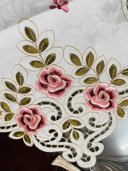 Luxurious Floral Embroidered Table Runner Set