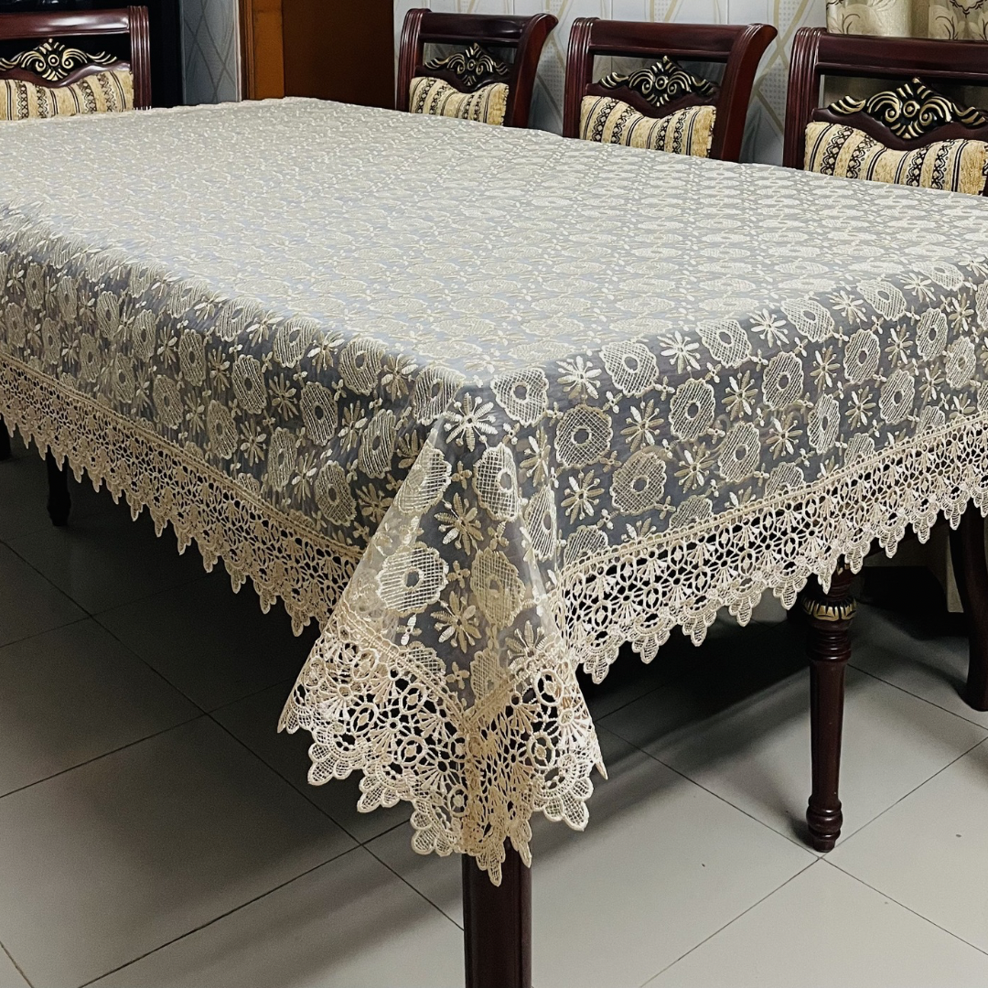 Fancy Organza Floral Embroidered Tablecloth