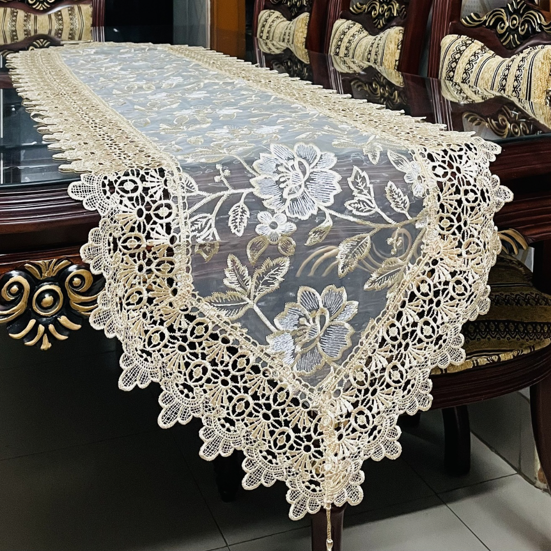 Organza Floral Embroidered Table Runner Set