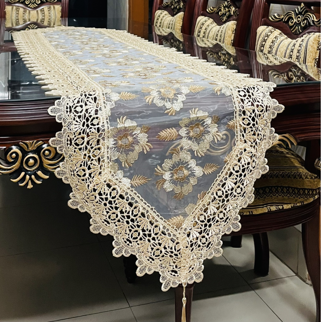 Organza Floral Embroidered Table Runner Set