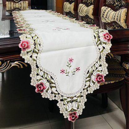 Luxurious Floral Embroidered Table Runner Set