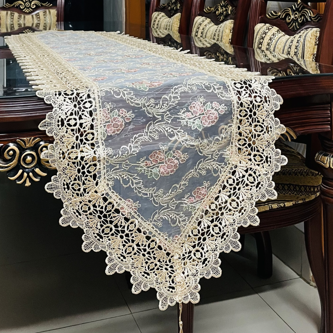 Organza Floral Embroidered Table Runner Set