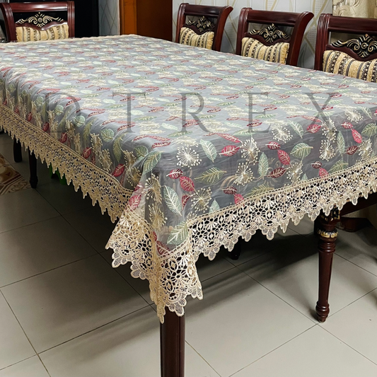 Fancy Organza Floral Embroidered Tablecloth