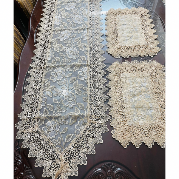 Organza Floral Embroidered Table Runner Set