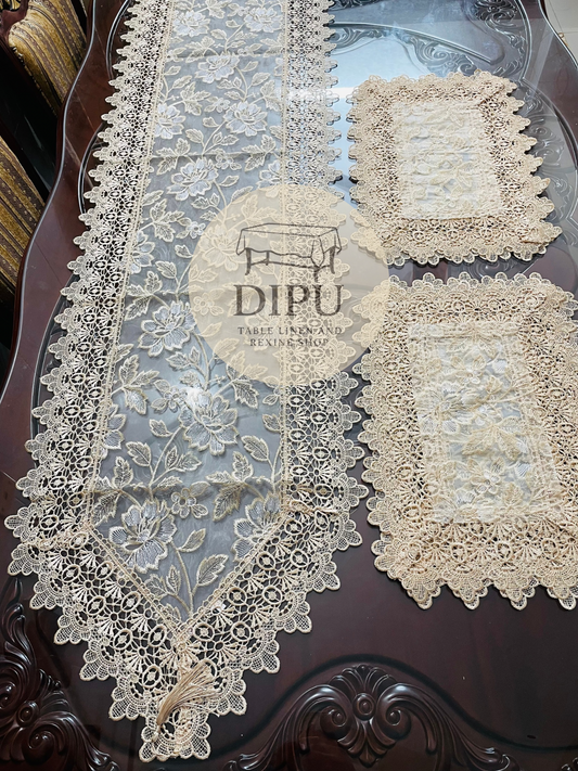 Organza Floral Embroidered Table Runner Set